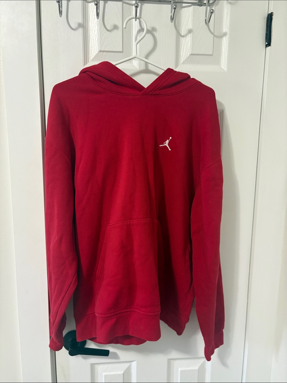Jordan Men's Red Crewneck Hoodie with White Jumpman